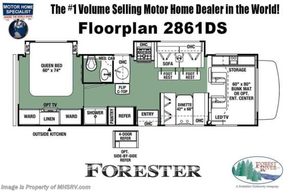 2023 Forest River Forester 2861DS W/ Dual A/Cs, Solar, Arctic pkg, Auto Leveling, Swivel Seat &amp; More Floorplan