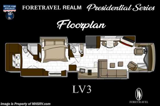 2023 Foretravel Realm Presidential Luxury Villa 3 (LV3) Bath &amp; 1/2 Floorplan
