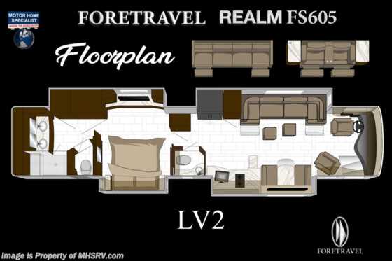2023 Foretravel Realm FS605 Luxury Villa 2 (LV2) Bath &amp; 1/2 Floorplan