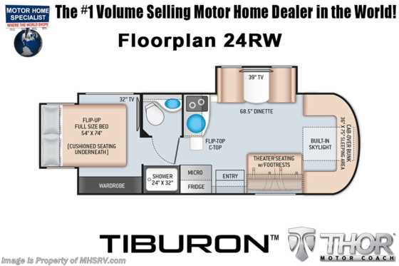 2022 Thor Motor Coach Delano Sprinter 24RW SV Sprinter W/ Auto Leveling Jacks, Diesel Gen &amp; More Floorplan
