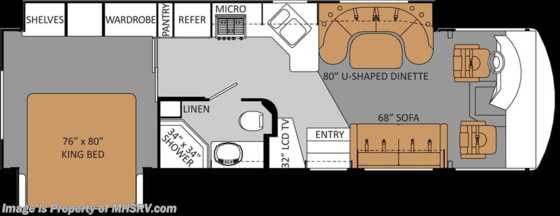 2011 Thor Motor Coach Daybreak W/2 Slides incl. Full Wall &amp; King Bed (3370) Floorplan