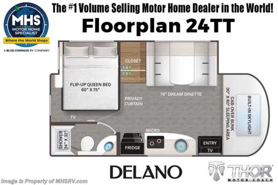 2024 Thor Motor Coach Delano Sprinter 24TT Sprinter Diesel / Blind Spot Detection, Safety Tether & More Floorplan