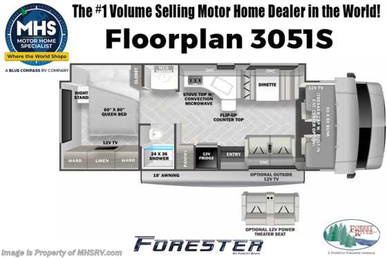2025 Forest River Forester Classic 3051S New Class C Gas RV For Sale W/ Arctic Package, Auto Leveling, Dual A/C & Much More Floorplan