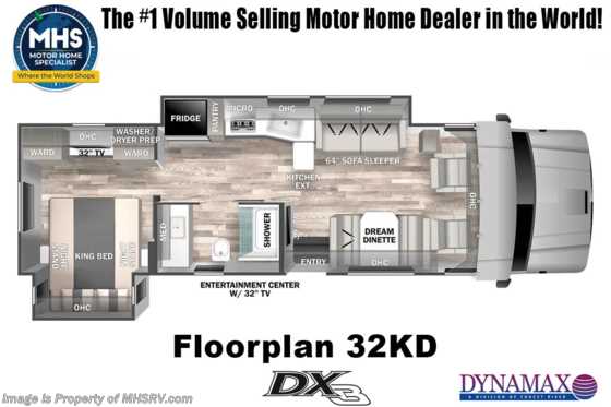 2024 Dynamax Corp DX3 32KD Super C W/ Black Out Package, Theater Seats, Xplorer Pkg Floorplan