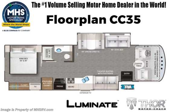 2024 Thor Motor Coach Luminate CC35 W/ King, Bedroom TV, Ext. TV, Theater Seating, Dual Pane Windows & More Floorplan
