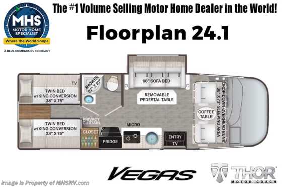 2025 Thor Motor Coach Vegas 24.1 With Electric Stabilizer System, Power Driver Seat & More Floorplan