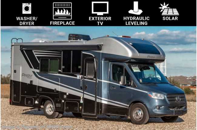 2024 Coachmen Prism Elite 24MBE Sprinter Diesel W/ Hydraulic Leveling Jacks, W/D, Solar, Rims, Fireplace, Ext. TV