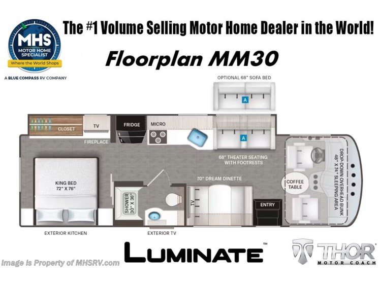 Floorplan of 2025 Thor Motor Coach Luminate MM30