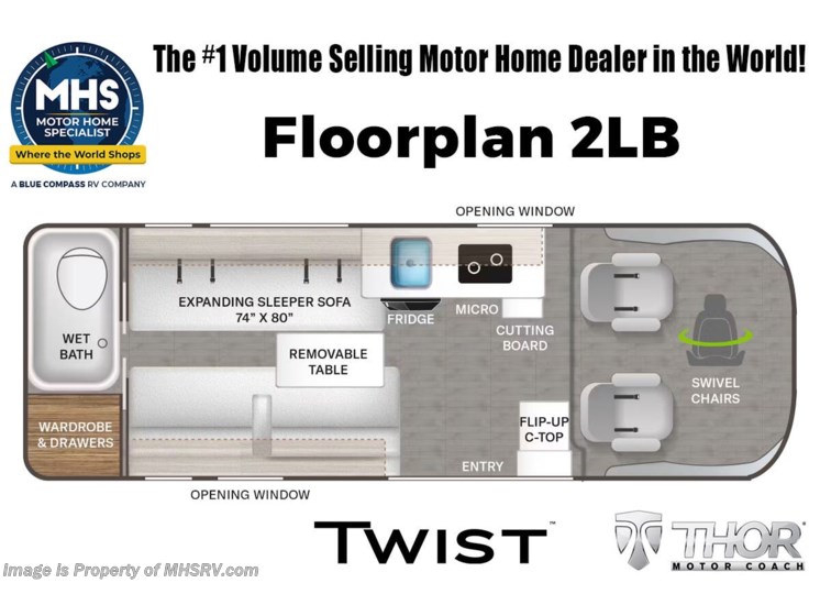 Floorplan of 2025 Thor Motor Coach Twist 2LB