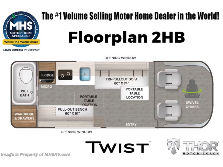 Floorplan of 2025 Thor Motor Coach Twist 2HB