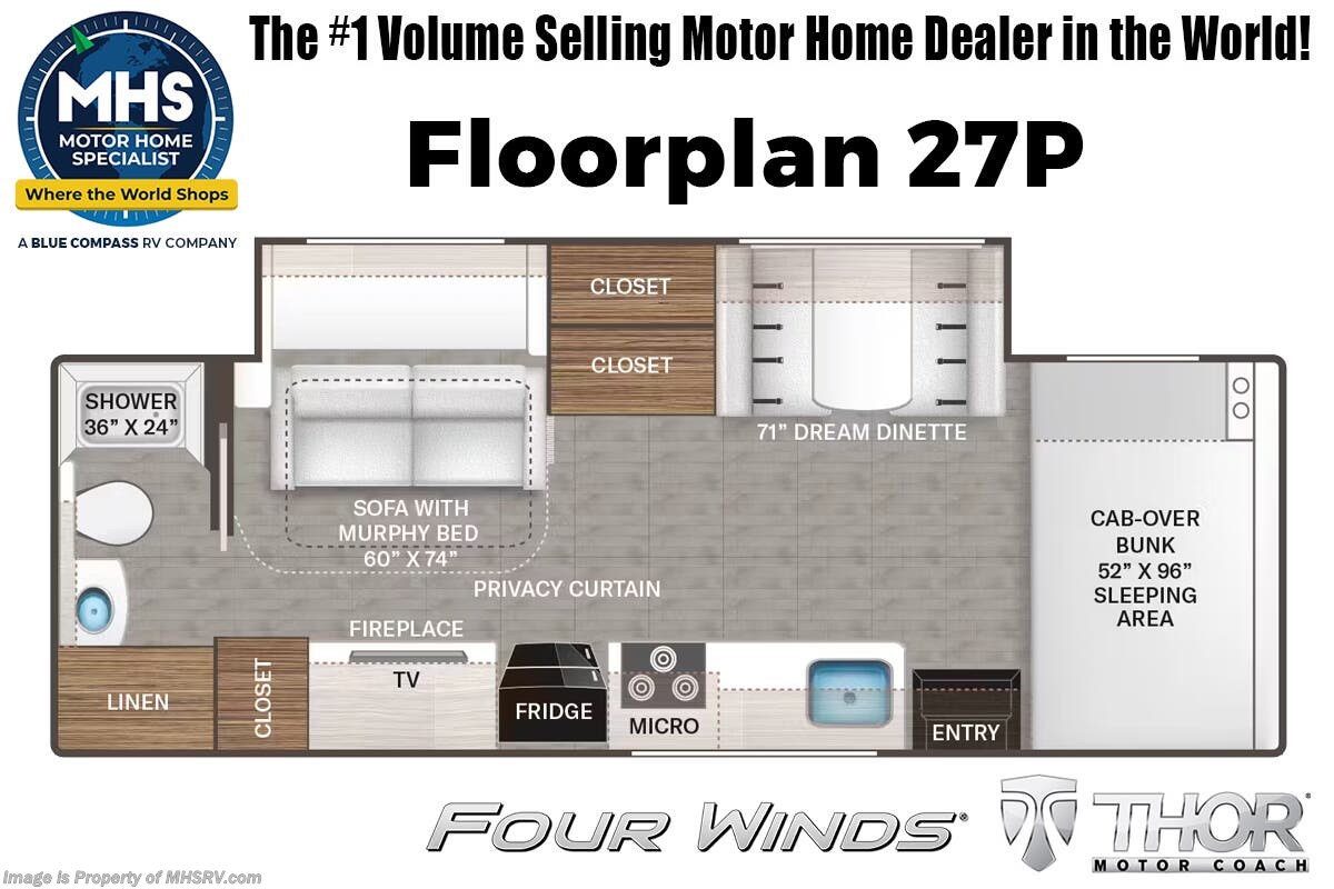 Floorplan of 2025 Thor Motor Coach Four Winds 27P