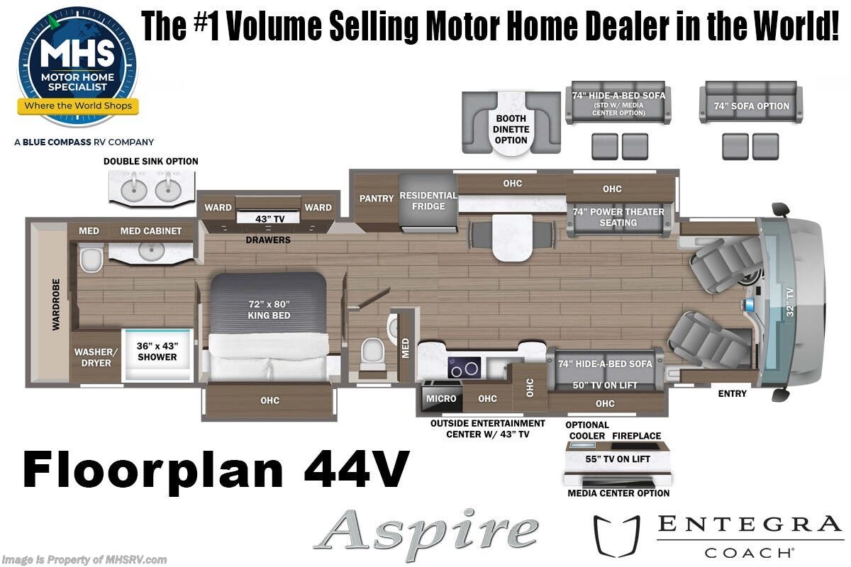 Floorplan of 2025 Entegra Coach Aspire 44V