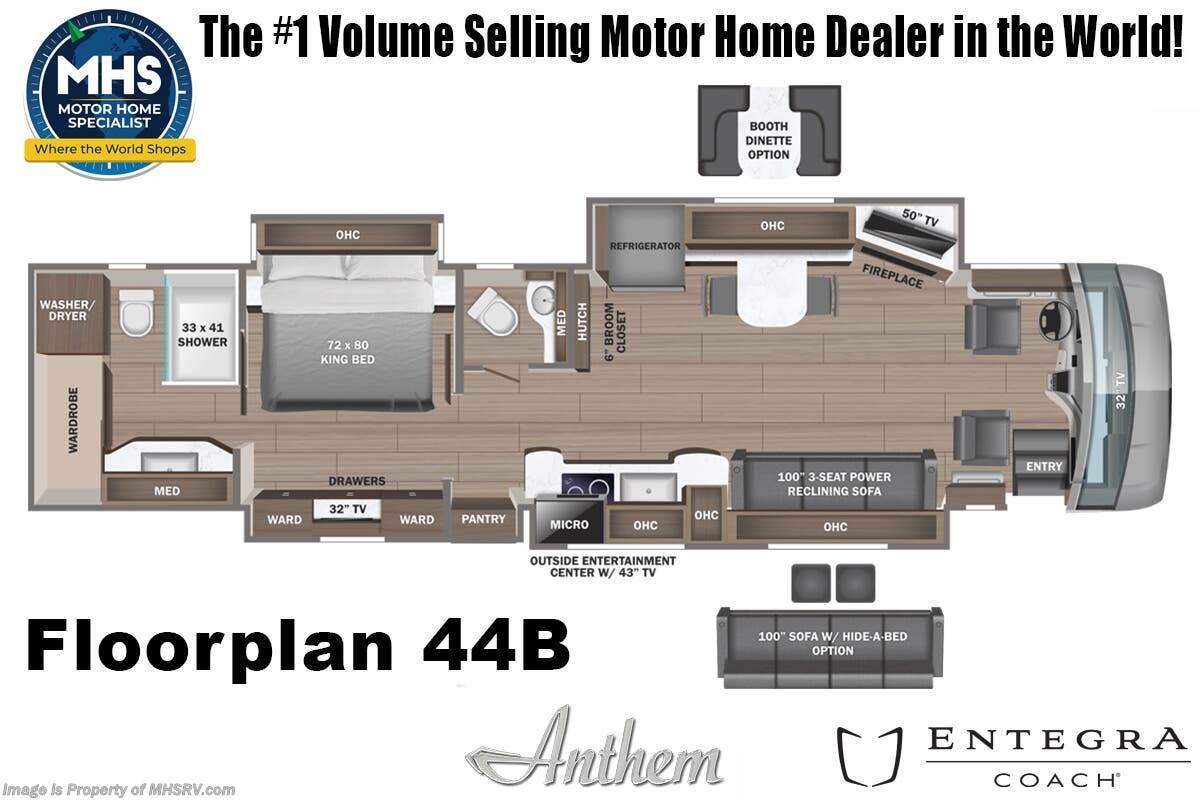 Floorplan of 2025 Entegra Coach Anthem 44B