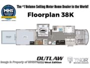 Call now about this 2026 Thor Motor Coach Outlaw Wild West Edition 38K! Floorplan of 2026 Thor Motor Coach Outlaw Wild West Edition 38K