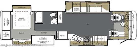 2012 Forest River Berkshire Bunk House RV for Sale W/4 Slides (390BH) Floorplan