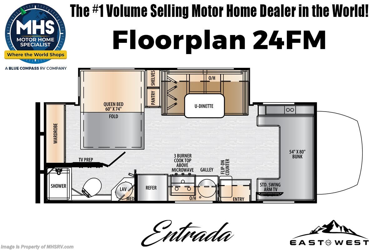 Floorplan of 2025 East to West Entrada M-Class 24FM