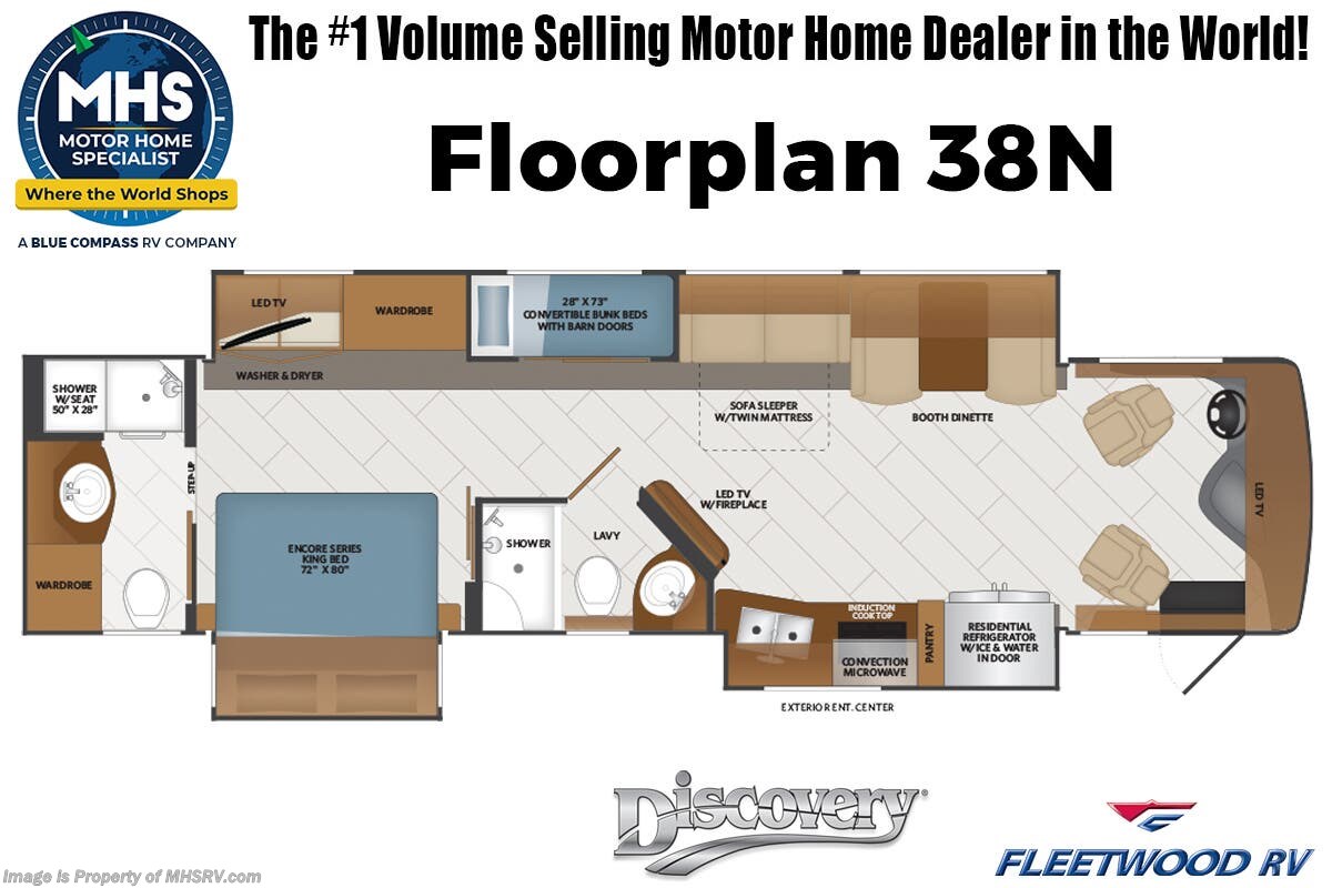 Floorplan of 2025 Fleetwood Discovery 38N