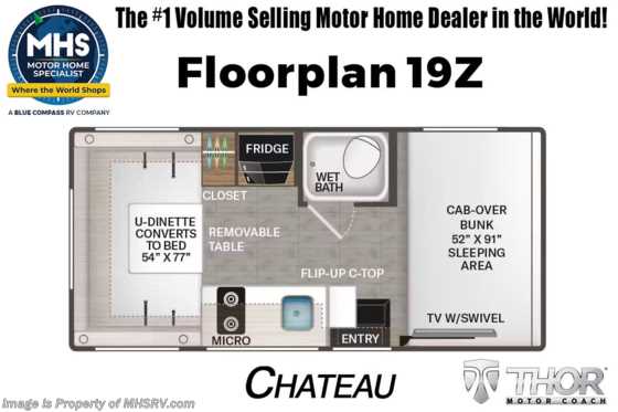 2025 Thor Motor Coach Chateau 19Z W/ Smart TV, Tankless Water Heater & Much More Floorplan
