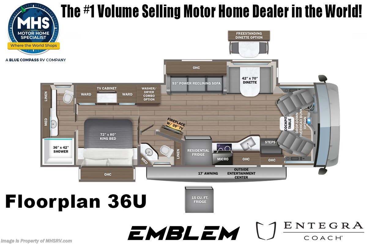 Floorplan of 2025 Entegra Coach Emblem 36U