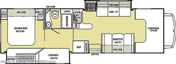 2012 Coachmen Freelander  32BH W/Ext TV &amp; 2 Slides Bunk House RV for Sal Floorplan