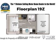 Call now about this 2026 Thor Motor Coach Four Winds 19Z! Floorplan of 2026 Thor Motor Coach Four Winds 19Z
