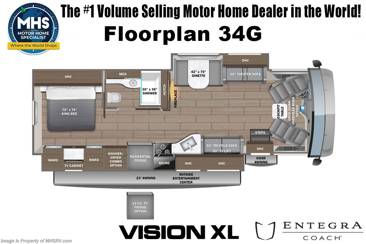 Floorplan of 2026 Entegra Coach Vision XL 34G