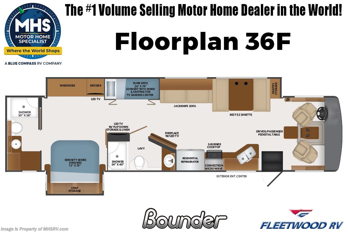 Floorplan of 2026 Fleetwood Bounder 36F