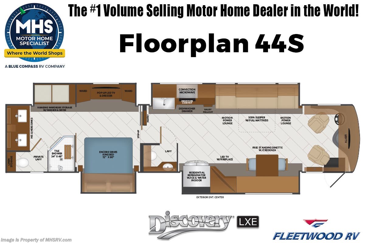 Floorplan of 2026 Fleetwood Discovery LXE 44S