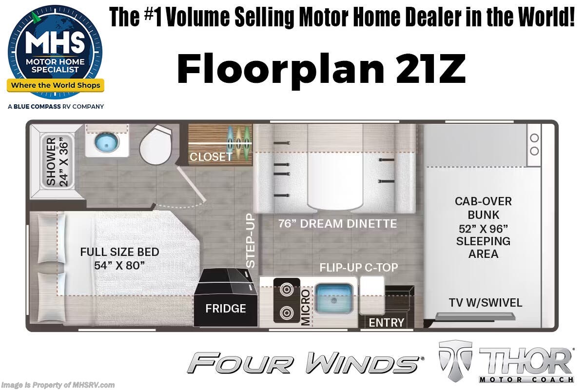Floorplan of 2026 Thor Motor Coach Four Winds 21Z