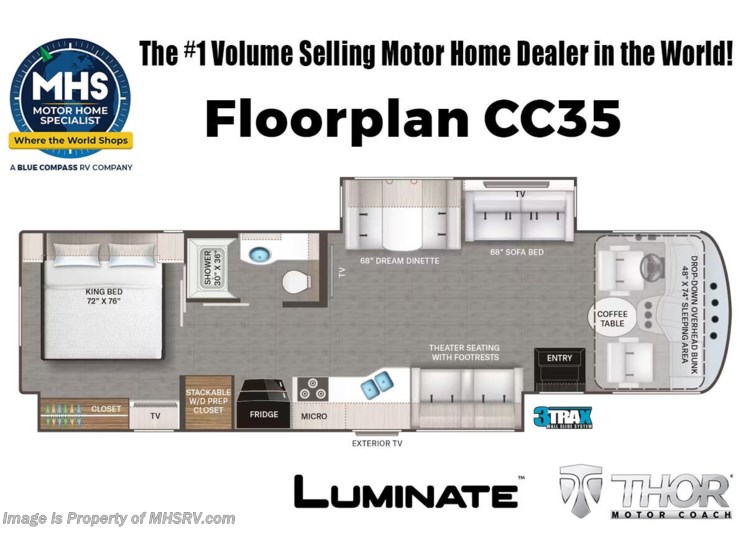 Email now about this 2026 Thor Motor Coach Luminate CC35! Floorplan of 2026 Thor Motor Coach Luminate CC35