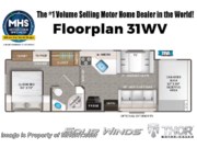 Call now about this 2026 Thor Motor Coach Four Winds 31WV! Floorplan of 2026 Thor Motor Coach Four Winds 31WV