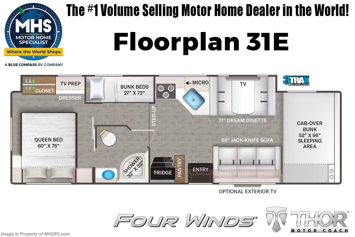 Floorplan of 2026 Thor Motor Coach Four Winds 31E