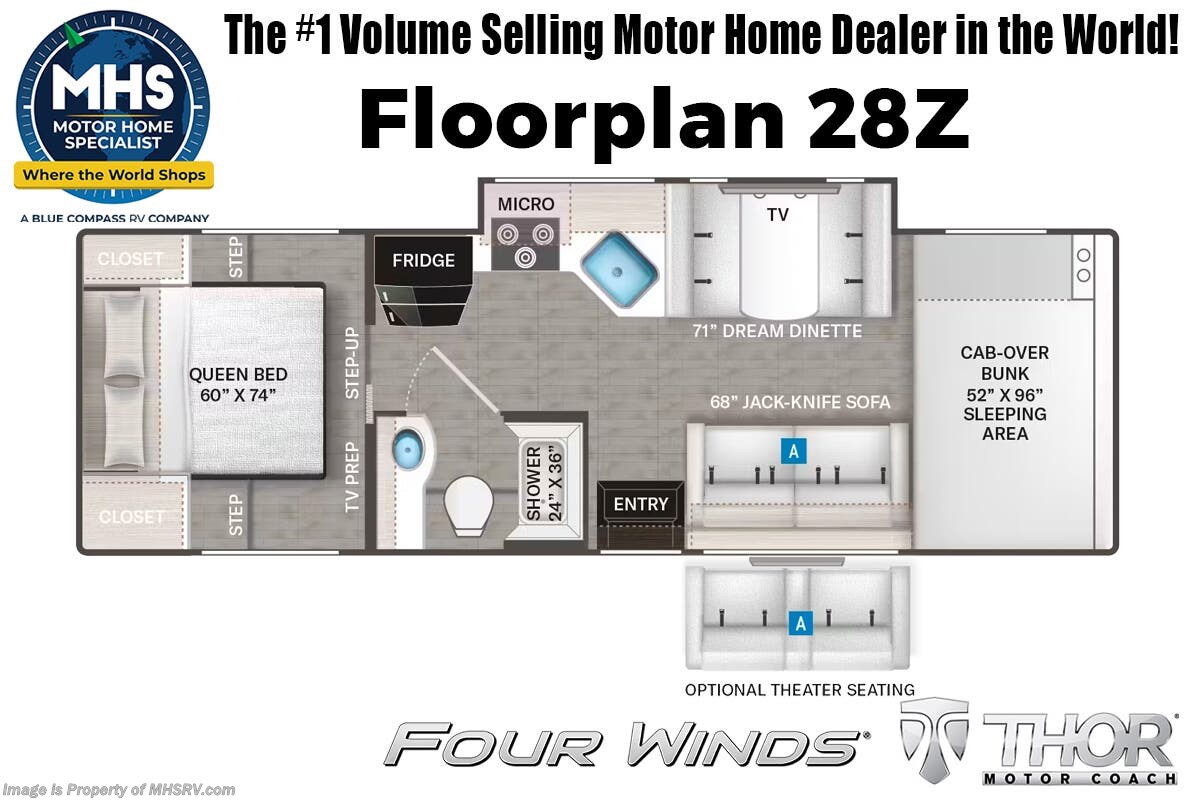 Floorplan of 2026 Thor Motor Coach Four Winds 28Z