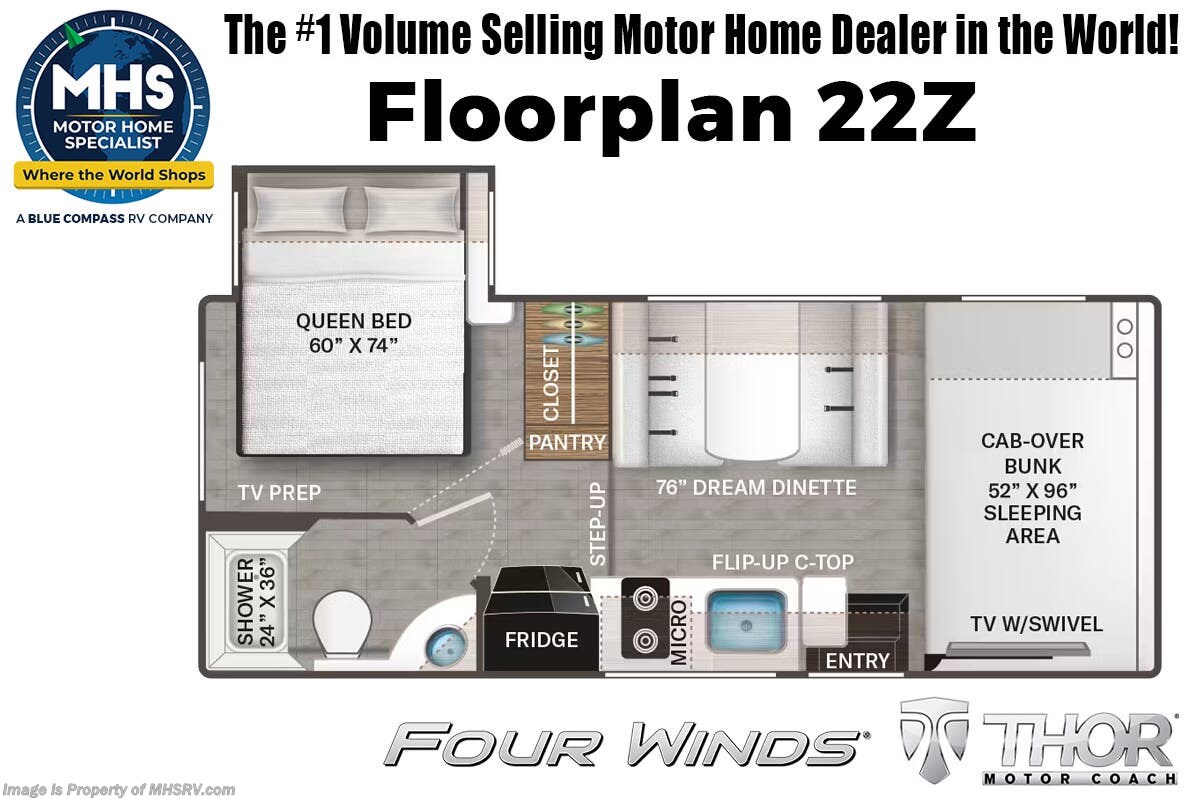 Floorplan of 2026 Thor Motor Coach Four Winds 22Z