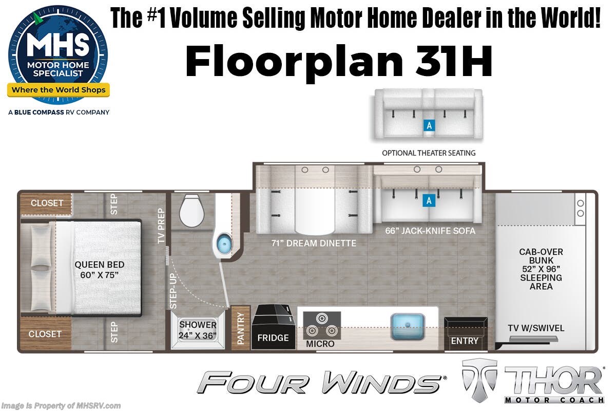 Floorplan of 2026 Thor Motor Coach Four Winds 31H