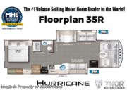Call now about this 2026 Thor Motor Coach Hurricane 35R! Floorplan of 2026 Thor Motor Coach Hurricane 35R