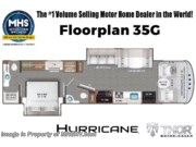 Call now about this 2026 Thor Motor Coach Hurricane 35G! Floorplan of 2026 Thor Motor Coach Hurricane 35G