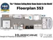 Call now about this 2026 Thor Motor Coach Hurricane 35J! Floorplan of 2026 Thor Motor Coach Hurricane 35J