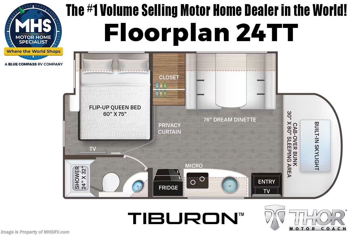 Floorplan of 2026 Thor Motor Coach Tiburon 24TT