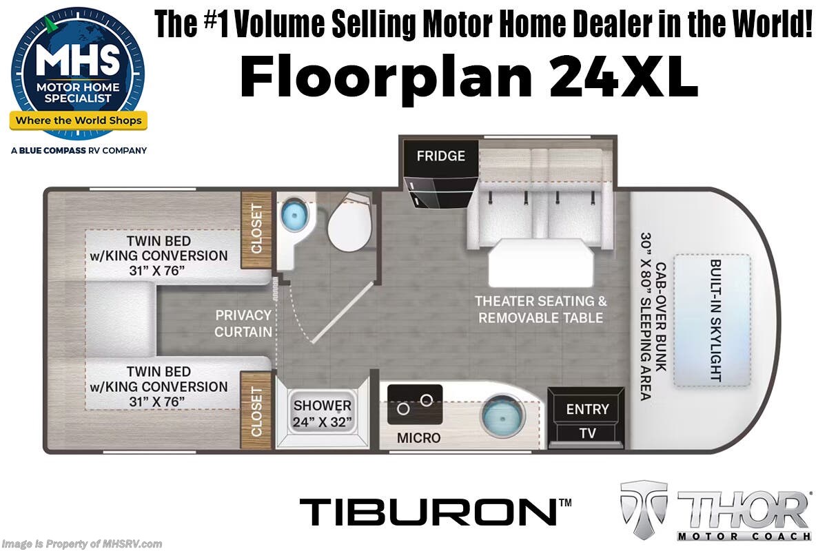 Floorplan of 2026 Thor Motor Coach Tiburon 24XL