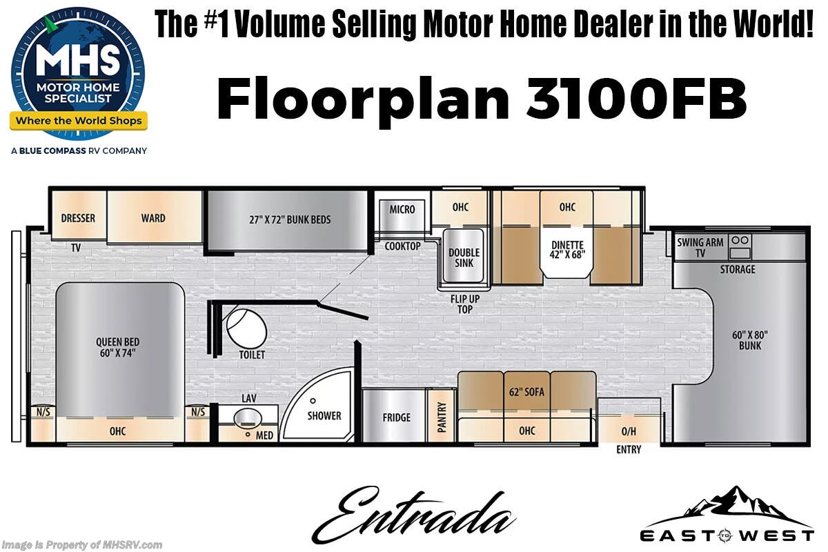 Floorplan of 2025 East to West Entrada 3100FB
