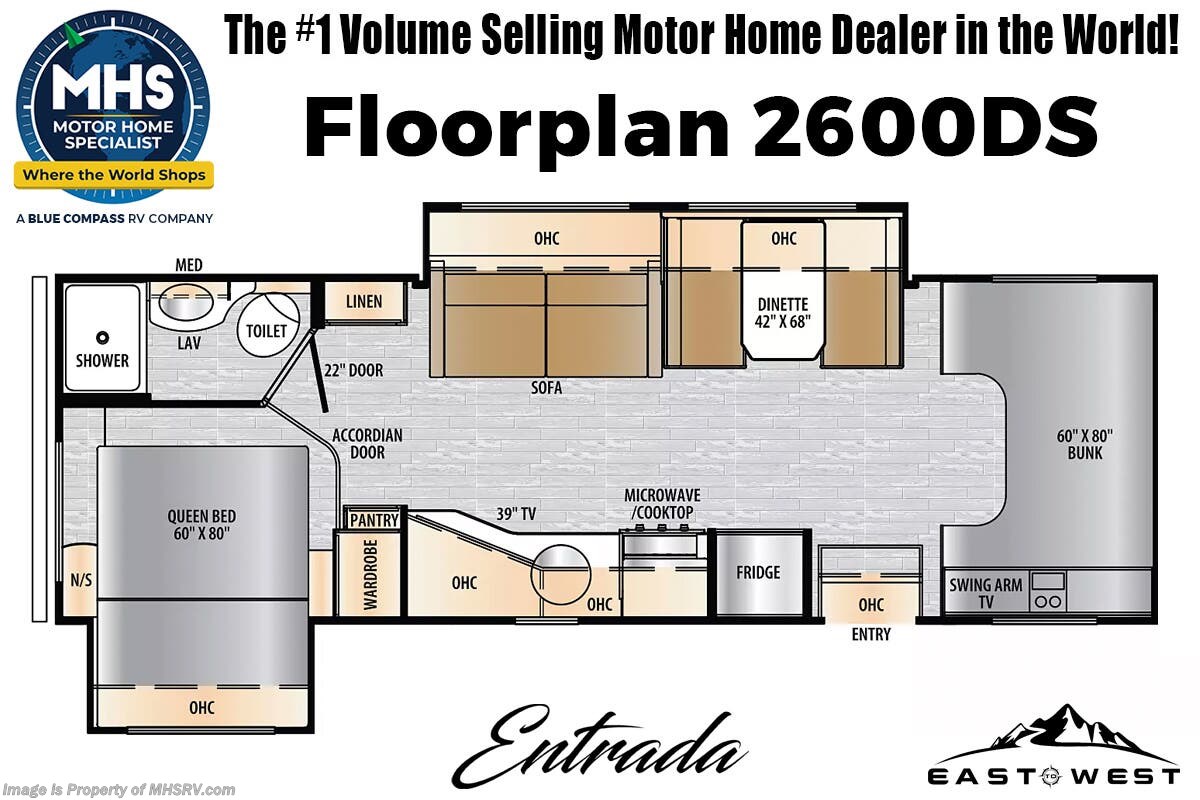 Floorplan of 2025 East to West Entrada 2600DS