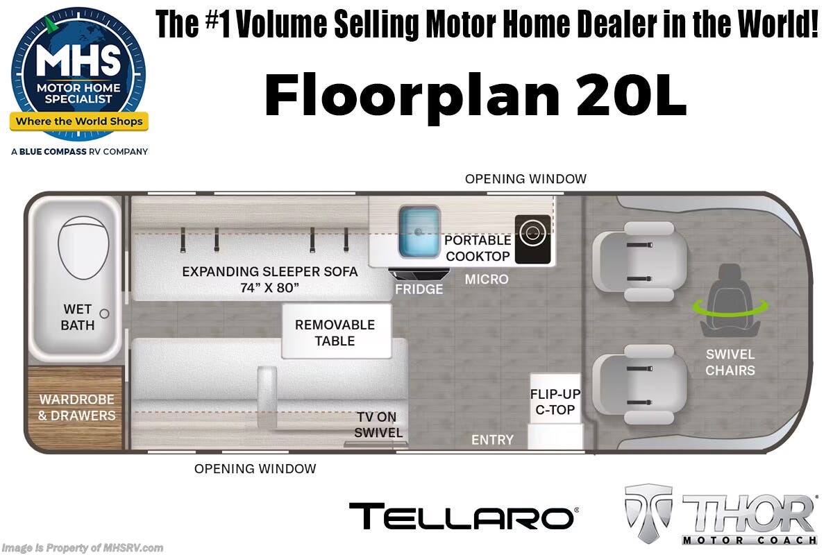 Floorplan of 2025 Thor Motor Coach Tellaro 20L