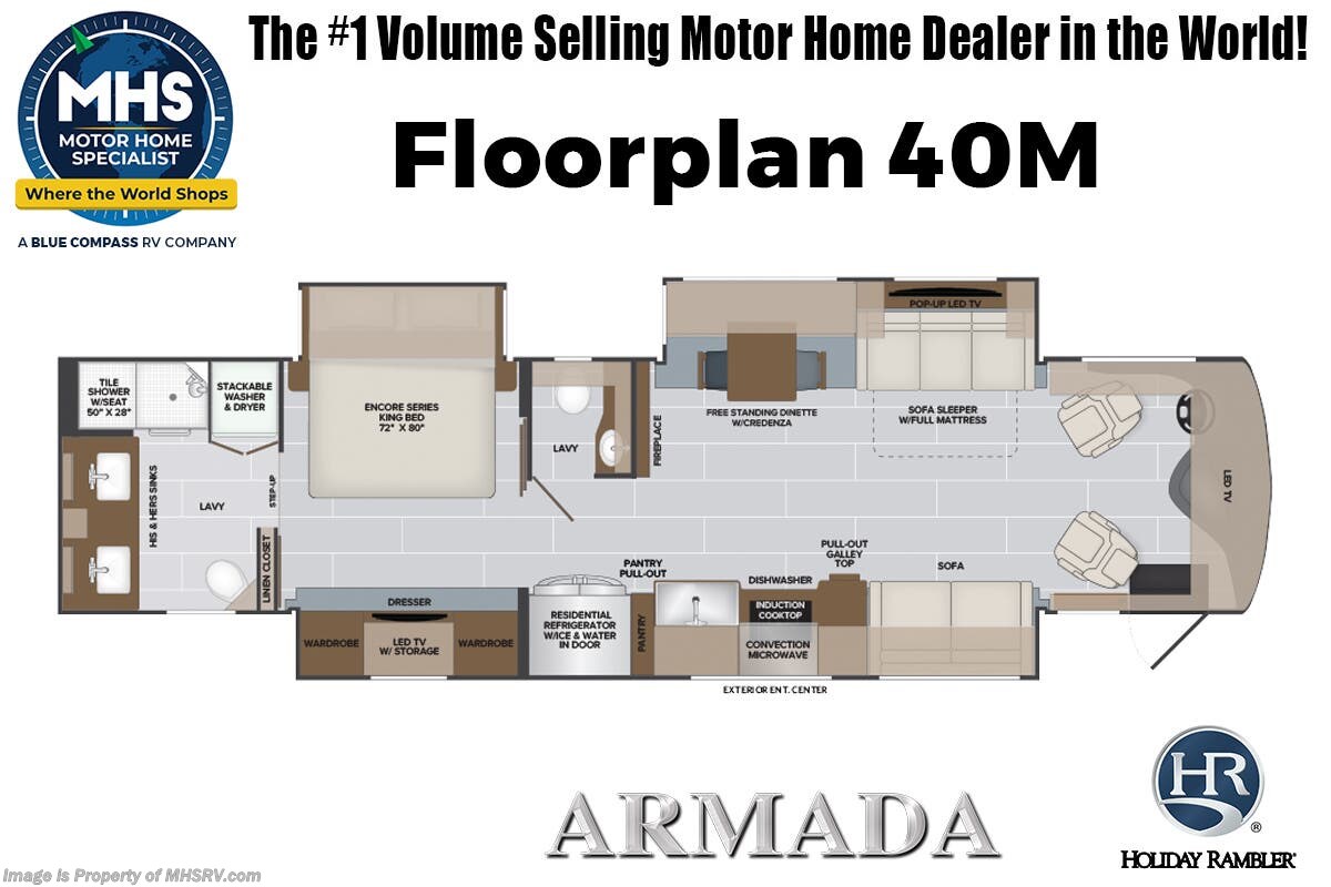 Floorplan of 2025 Holiday Rambler Armada 40M