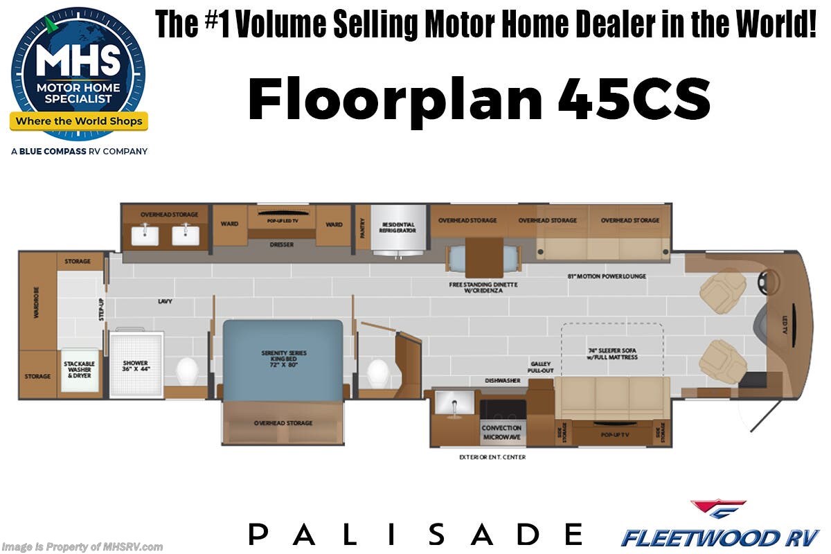 Floorplan of 2025 Fleetwood Palisade 45CS