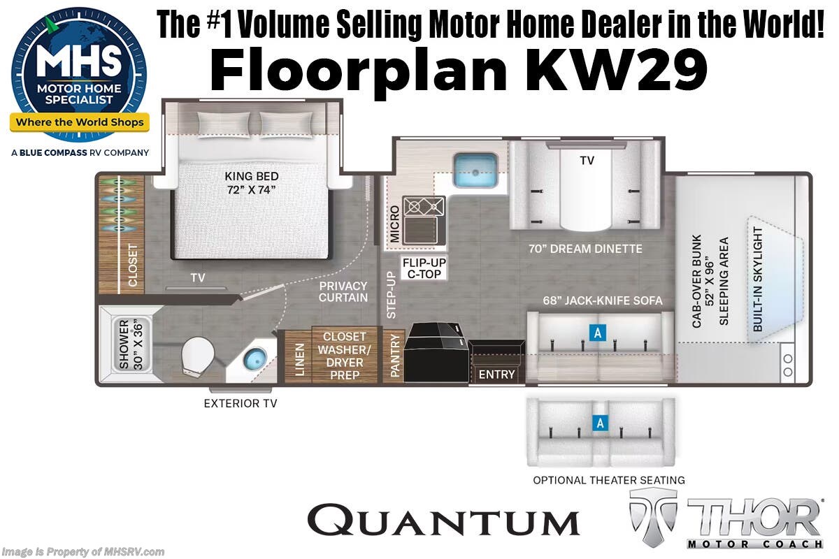 Floorplan of 2026 Thor Motor Coach Quantum KW29