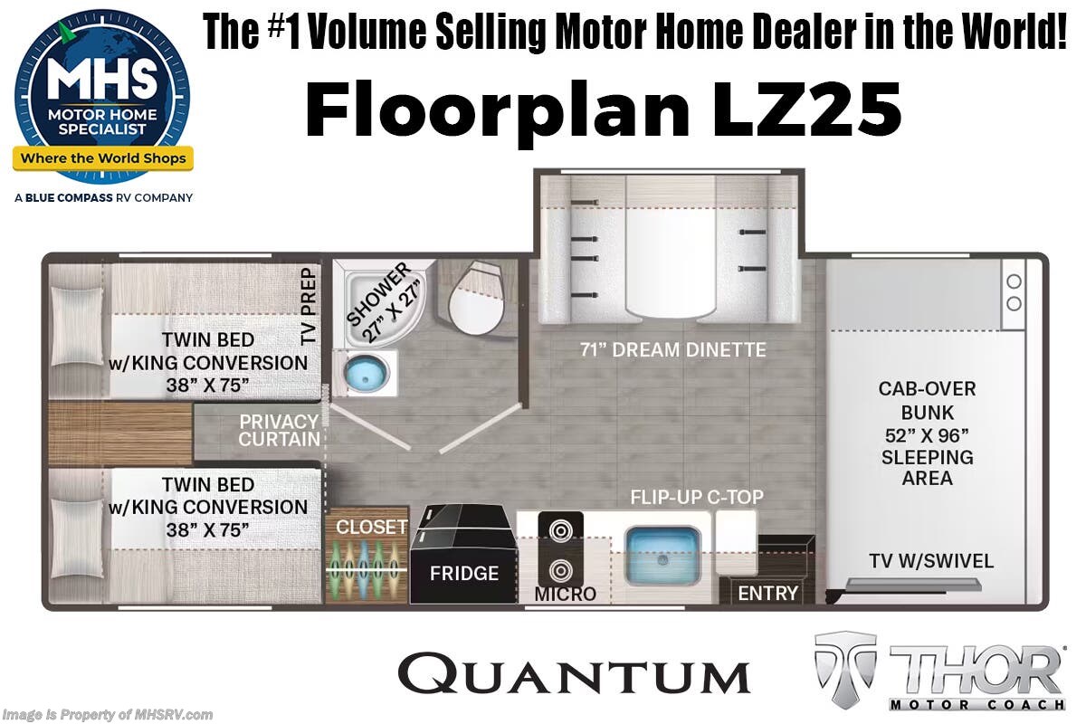 Floorplan of 2026 Thor Motor Coach Quantum LZ25