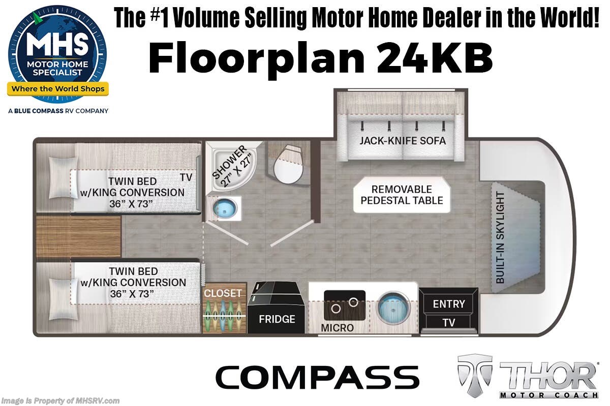Floorplan of 2026 Thor Motor Coach Compass 24KB