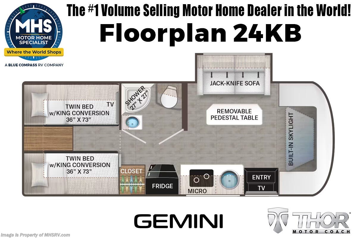 Floorplan of 2026 Thor Motor Coach Gemini 24KB