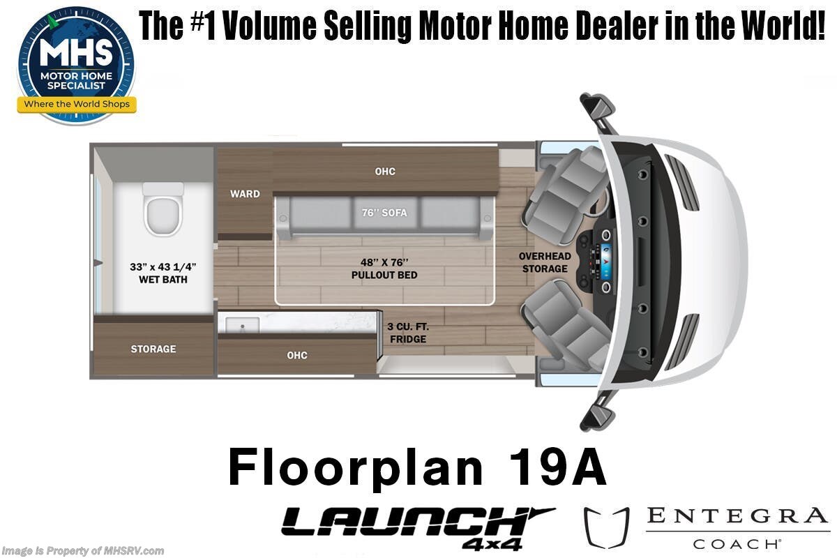Floorplan of 2026 Entegra Coach Launch 19A
